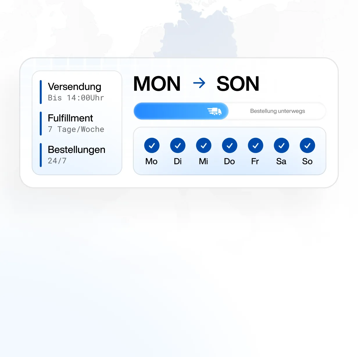 Illustration eines Versandplans von Montag bis Sonntag